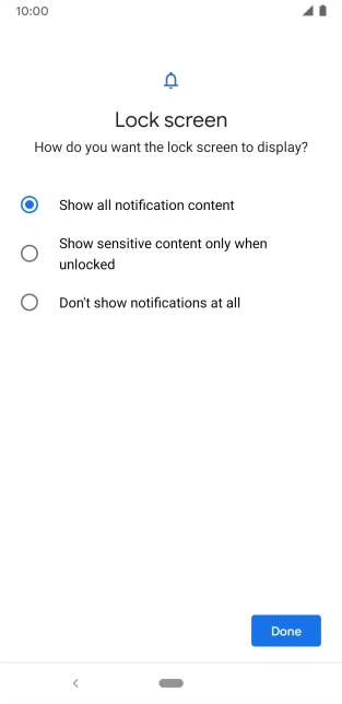 Press the required setting.