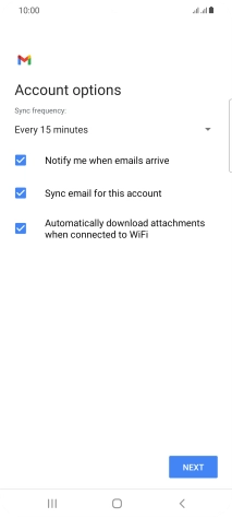 If this screen is displayed, you email account has been recognised and set up automatically. Follow the instructions on the screen to key in more information and finish setting up your phone.