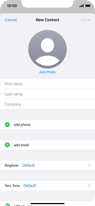 Press First name and key in the first name. Press First name and key in the first name.