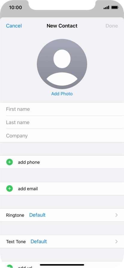 Press First name and key in the first name. Press First name and key in the first name.