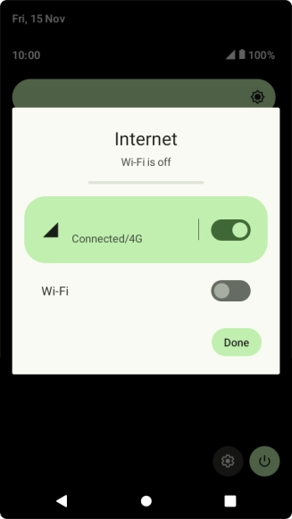 Press the internet indicator to turn the function on or off.