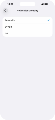 Press the required setting.