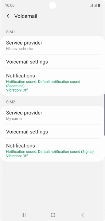 Press Voicemail settings.