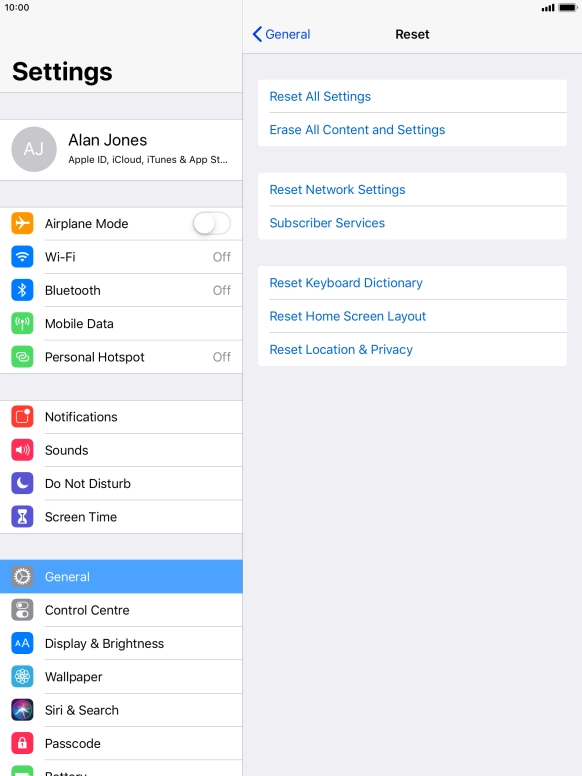 Press Reset All Settings.