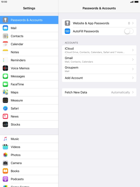 Press the required account.