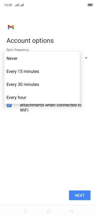 Press the required setting.