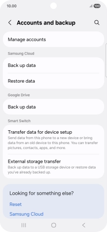 Press Manage accounts. Press Manage accounts.