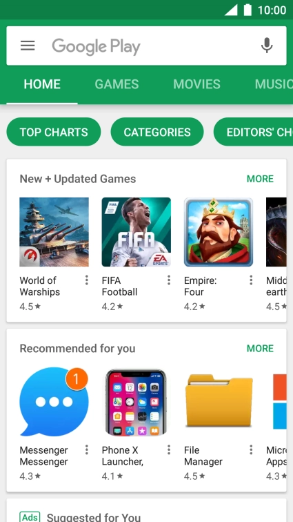 Slide your finger right starting from the left side of the screen.