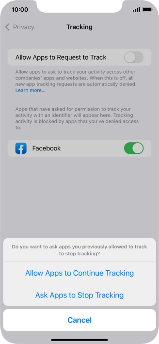 If you turn off the function, press the required setting.