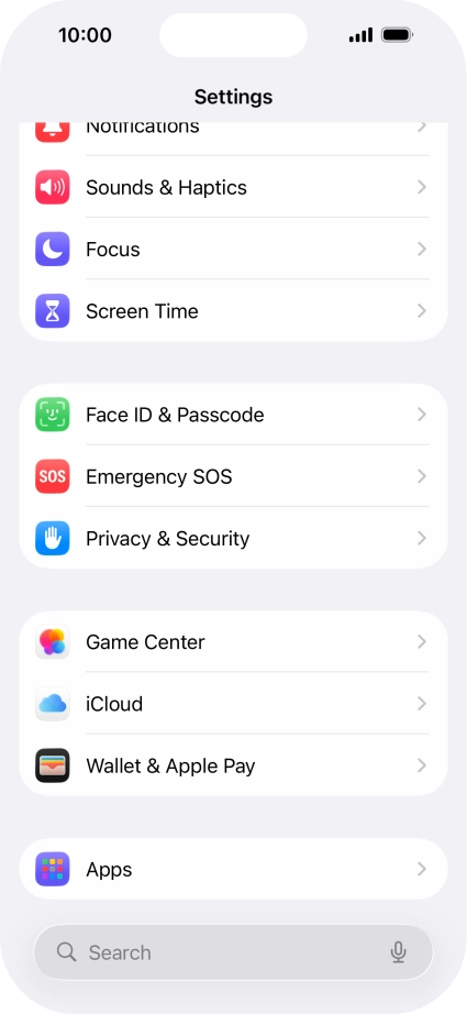 Press Face ID & Passcode.