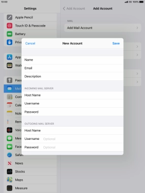 Press Username and key in the username for your email account. Press Username and key in the username for your email account.