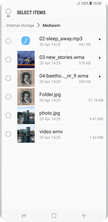 Press the required file.