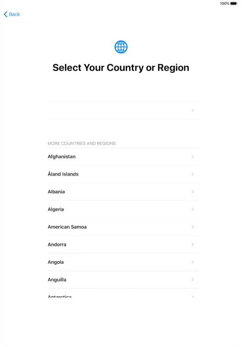 Press the required country or area.