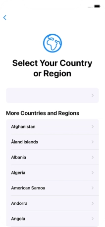 Press the required country or area.