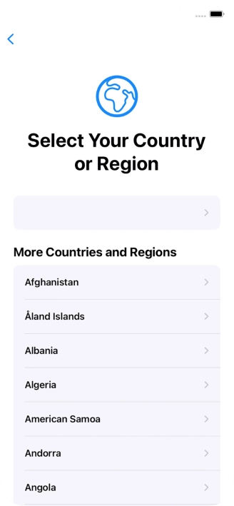 Press the required country or area.
