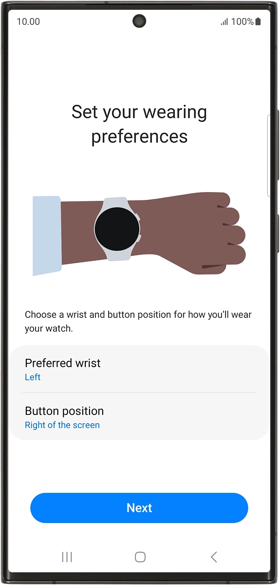 On your phone: Follow the instructions on the screen to select the required settings and press Next.