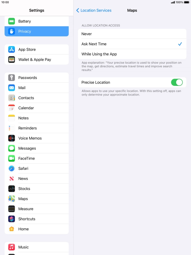 Press the required setting to turn the function on or off. Press the required setting to turn the function on or off.