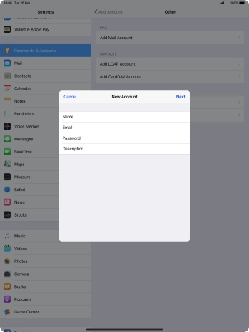 Press Description and key in the required name.