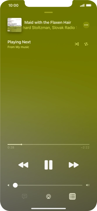 Press the shuffle icon to turn the function on or off.