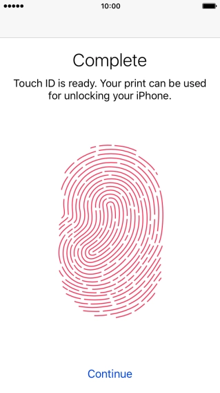 Press Continue. If you haven't previously selected a phone lock code, key in a code of your own choice twice.