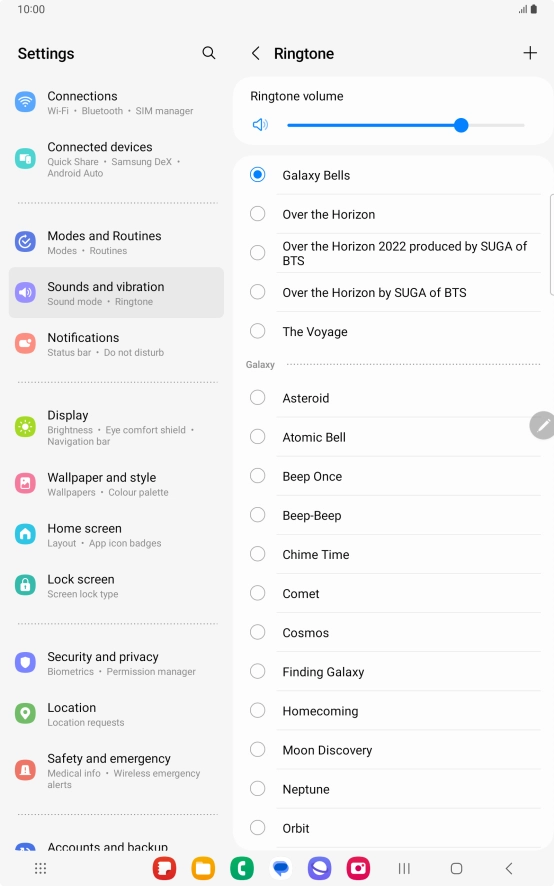 Press the required ring tones to hear them.