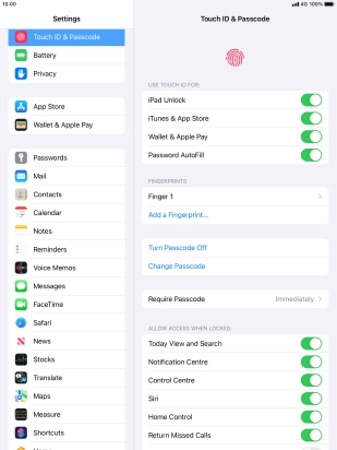 Press the indicators next to the required settings to turn them on or off.