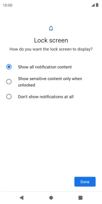 Press the required setting.