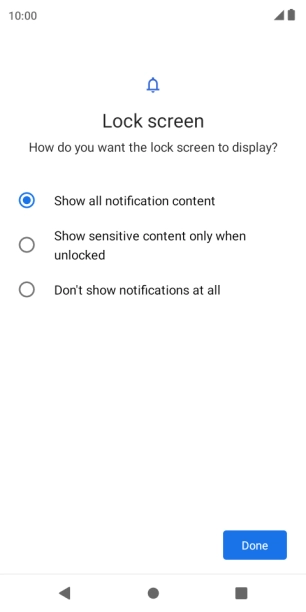 Press the required setting.