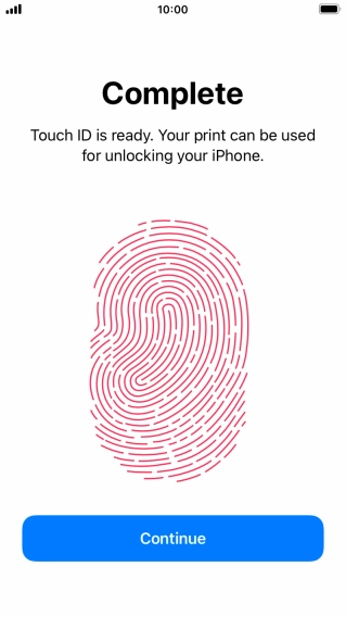 Press Continue. If you haven't previously selected a phone lock code, key in a code of your own choice twice.
