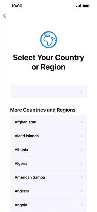 Press the required country or area.