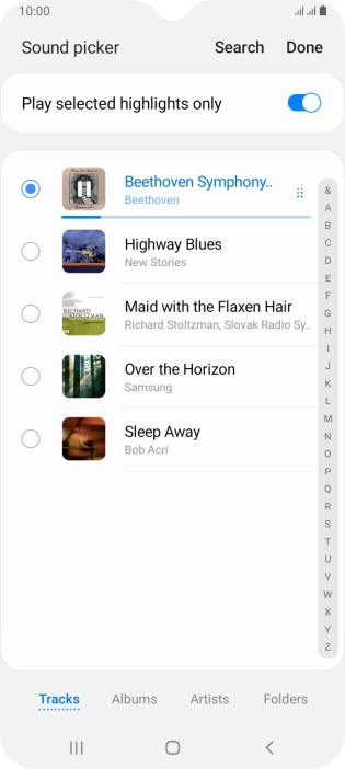 Once you've found a ring tone you like, press Done.