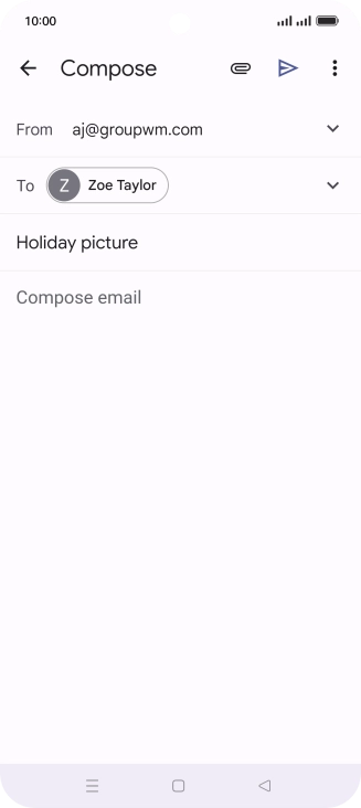 Press the text input field and write the text for your email message.
