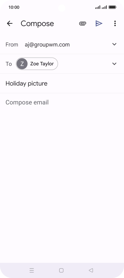 Press the text input field and write the text for your email message.