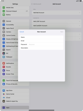 Press Password and key in the password for your email account. Press Password and key in the password for your email account.