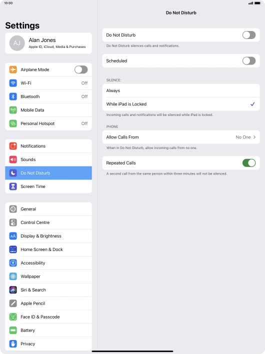 Press the indicator next to 