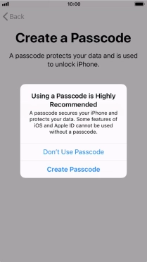 If you turn off the function, press Don't Use Passcode.