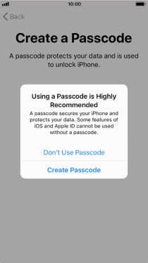 If you turn off the function, press Don't Use Passcode.