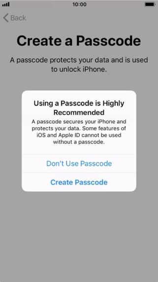 If you turn off the function, press Don't Use Passcode.