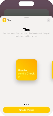 Slide your finger right or left on the screen to select the required widget size.