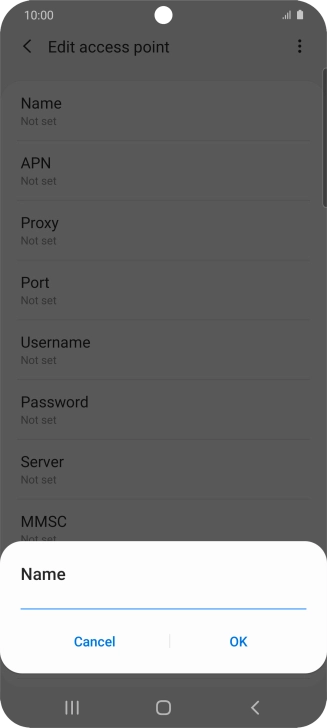 Key in Vodafone Internet and press OK.