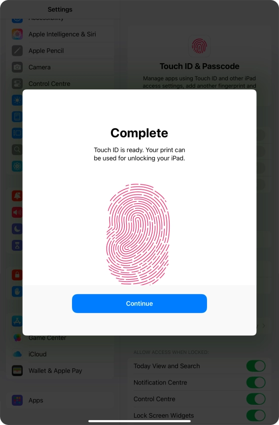 Press Continue. If you haven't previously selected a lock code, key in a code of your own choice twice. Press Continue. If you haven't previously selected a lock code, key in a code of your own choice twice.