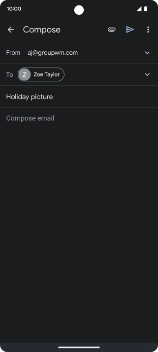 Press the text input field and write the text for your email message.