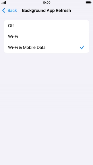 To turn off background refresh of apps, press Off.