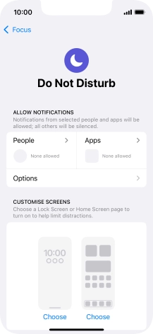Press People and follow the instructions on the screen to select which contacts you would like to receive calls and notifications from when Do Not Disturb is turned on.