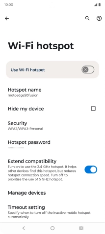 Press Hotspot name and key in the required name for the Wi-Fi hotspot.