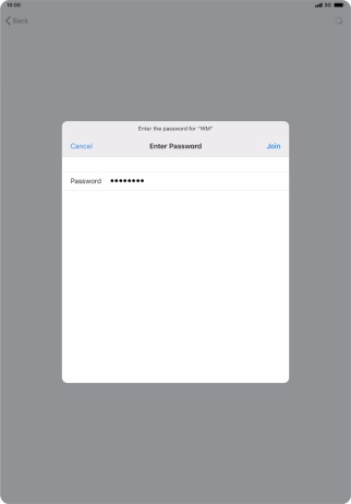 Key in the password for the Wi-Fi network and press Join.