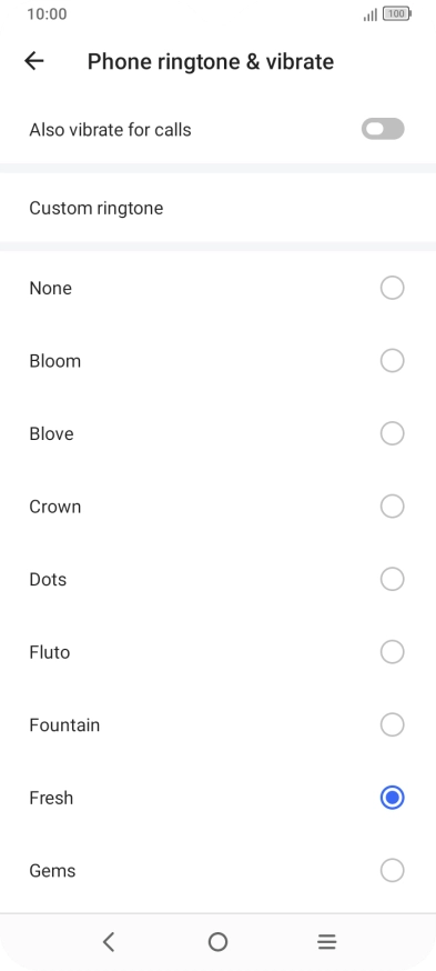 Press Custom ringtone.