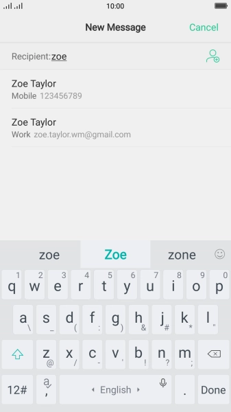 Press the required contact.