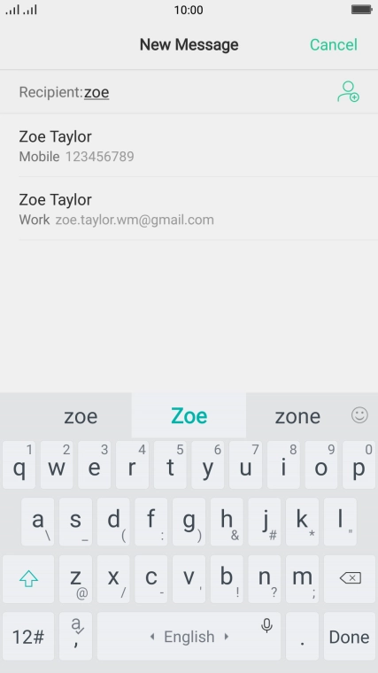 Press the required contact.