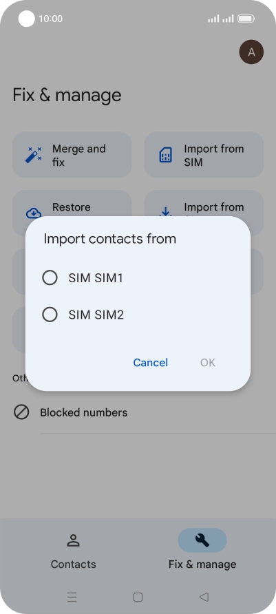 Press the name of the SIM.